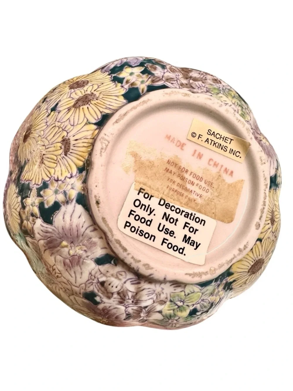 Floral Ceramic Bunny Rabbit Figurines Bowl Set Of 3 SACHET F Atkins Inc Vintage